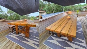 renovation meuble bois massif table jardin